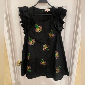 Women’s Mardi Gras Sequin 100% Cotton Flare Dress